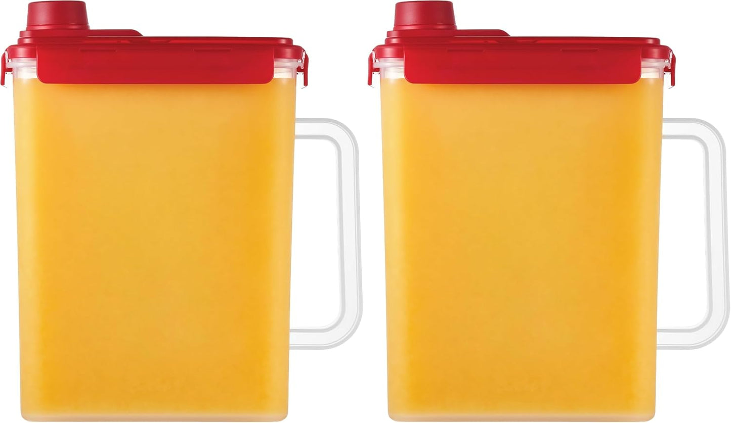 Jarra plástico sin BPA con asa 1gal rojo set 2