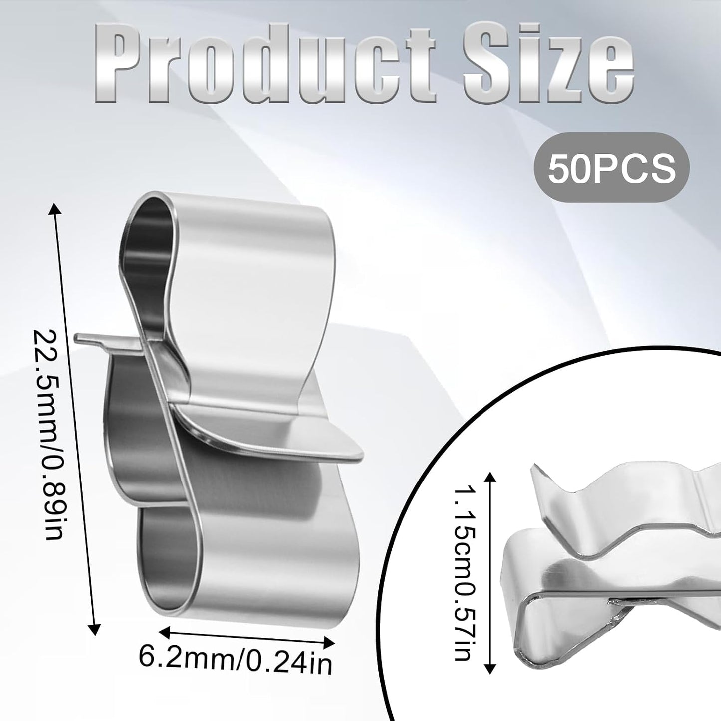 50 Clips Alambre Acero Inox 0.88pulg Drenaje Panel Solar