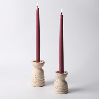 Set 2 candelabros mármol para boda velas 3/4pulg beige
