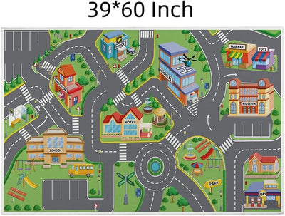 Tapete automóvil antideslizante para niños ciudad 39x60pulg