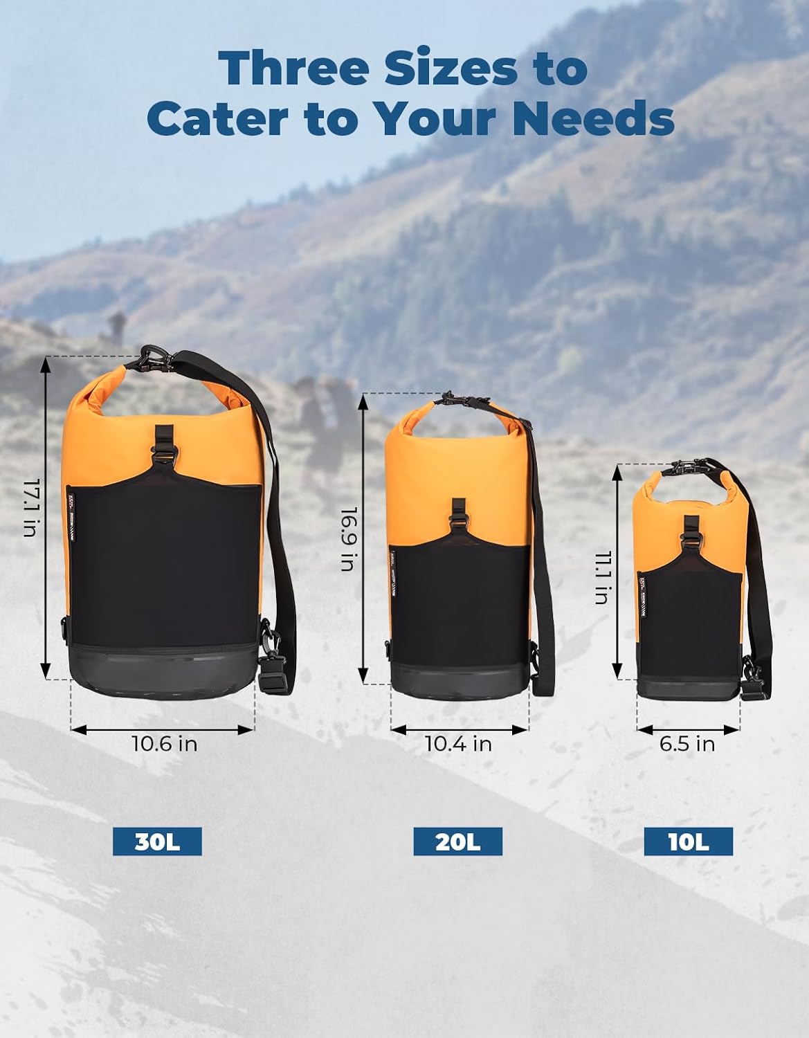 Bolsa seca impermeable cruzada 10l-30l para aventuras