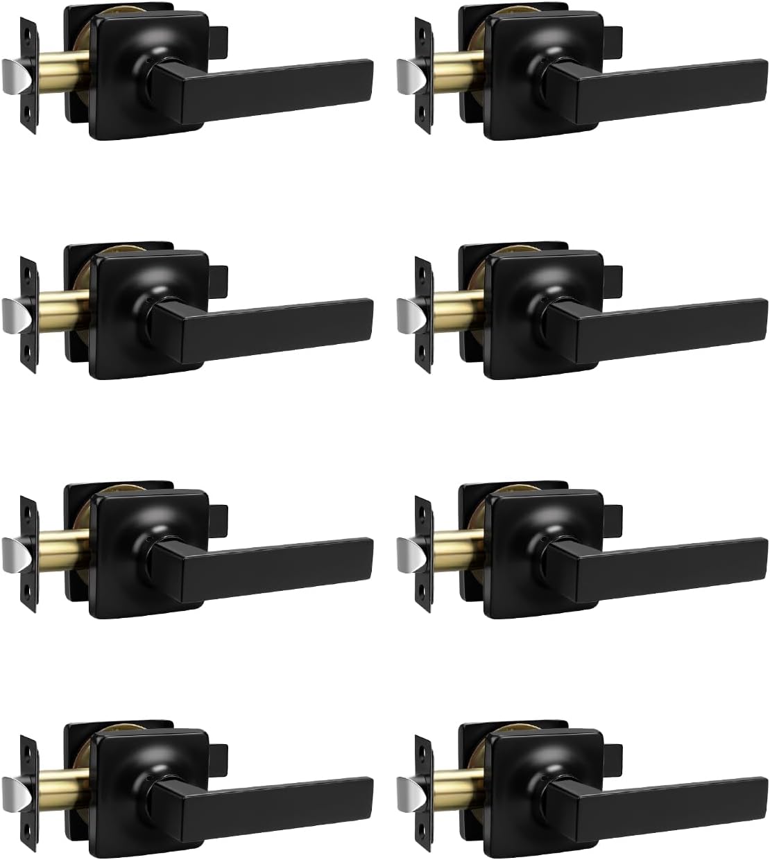 8 Manijas Puerta Interior Negro Mate Reversibles