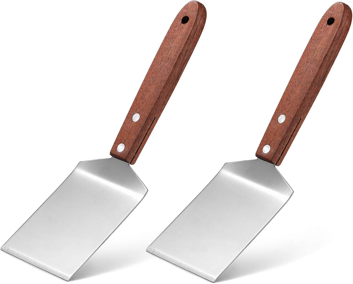 2 Espátulas Brownie Acero Inox Mango Madera 2.5x8.2pulg