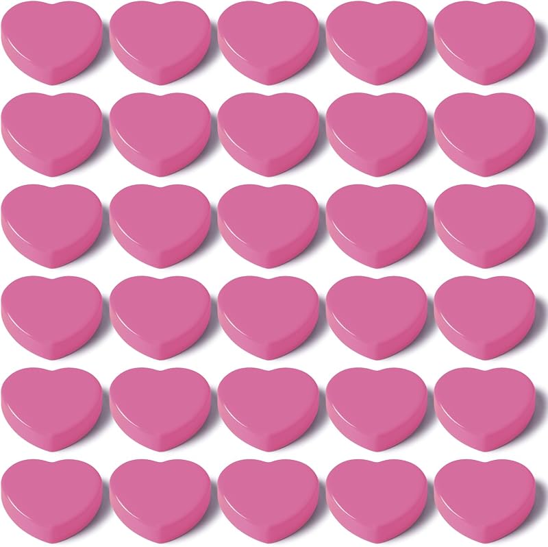 30 Pzas Imanes Corazón Rosa Frambuesa para Nevera Pizarra