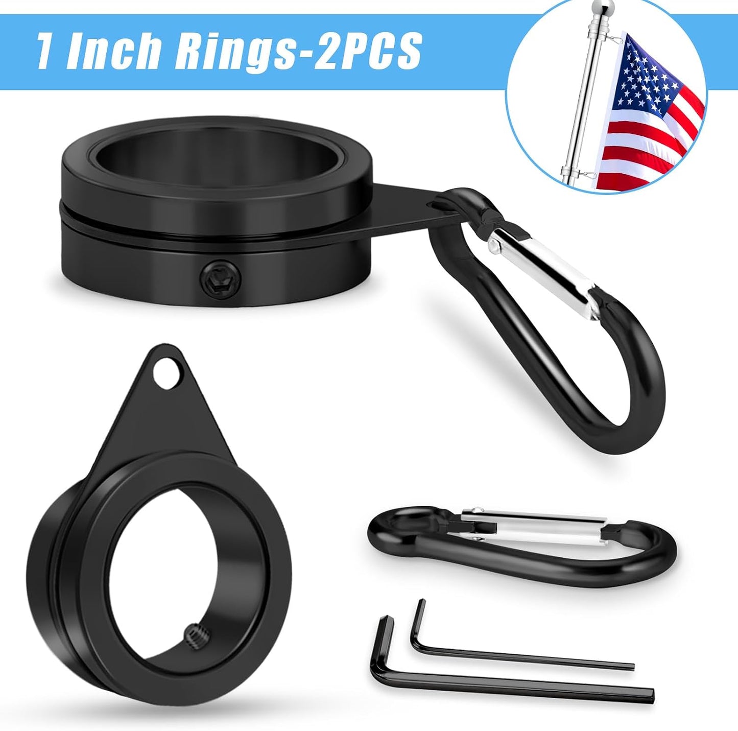 Anillos giratorios para asta bandera 1" aluminio acero 2pzas