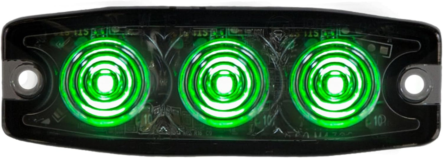 Luz estroboscópica verde 3.5" 3 LED 12 patrones adhesivo