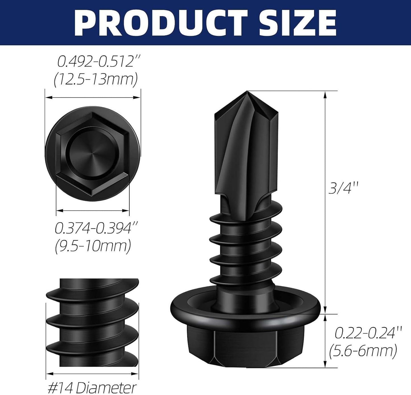 Tornillos chapa autoperforantes acero inox 410 negro 50uds