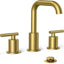 Grifo baño 3 agujeros oro cepillado 8pulg asas boquilla giratoria