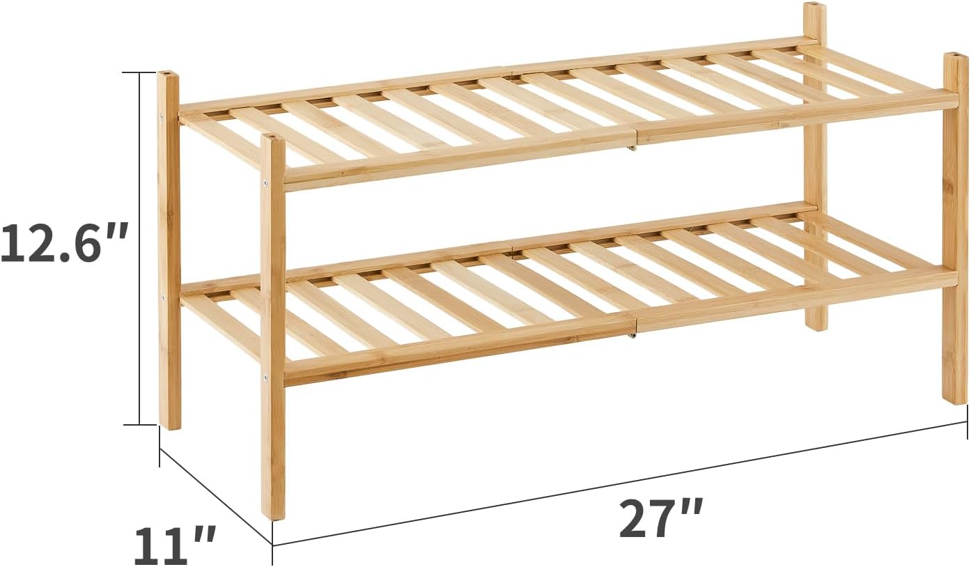 Zapatero bambú 2 niveles apilable dormitorio pasillo