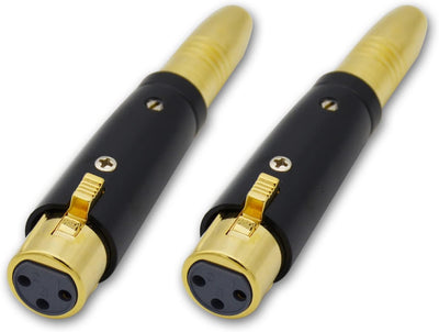 Adaptador XLR hembra a TRS 1/4 pulg chapado oro paquete 2 negro