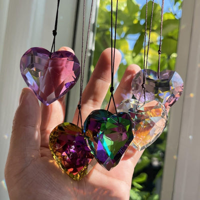 Atrapasoles cristales corazón cadena decoración hogar jardín