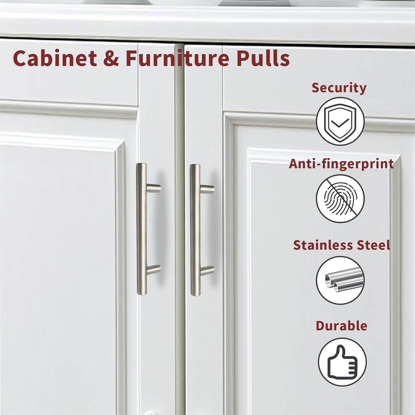 30 Tiradores Acero Inox 3.8pulg para Gabinetes Cocina y Baño