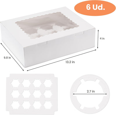 6 Cajas Cupcakes con Ventana Grado Alimenticio
