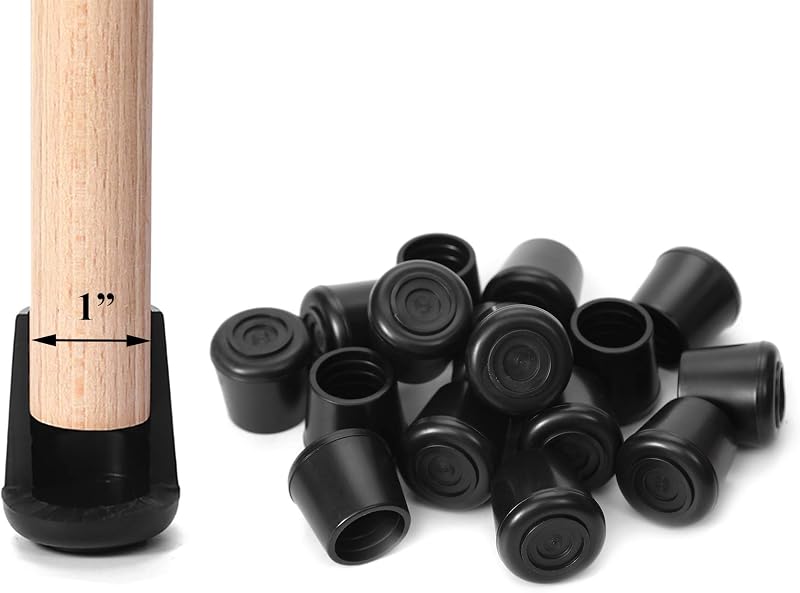 Tapas antiderrap goma 1" para patas silla negro pack 64