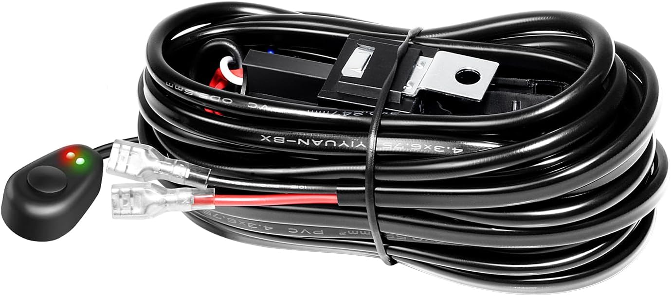 Kit cables LED 12V 18AWG con interruptor relé fusible automotriz