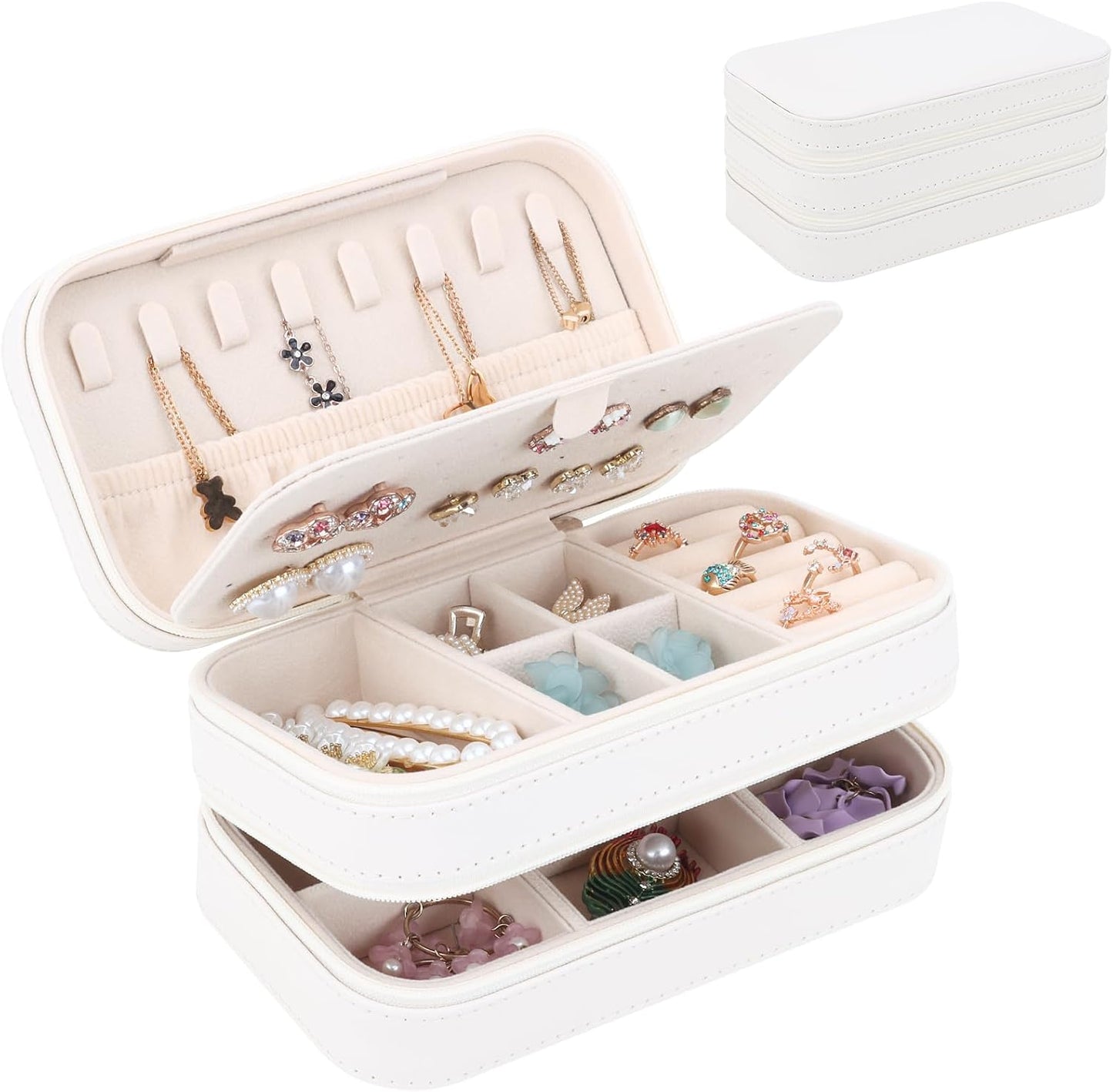 Joyero viaje doble cremallera 2 capas para mujer