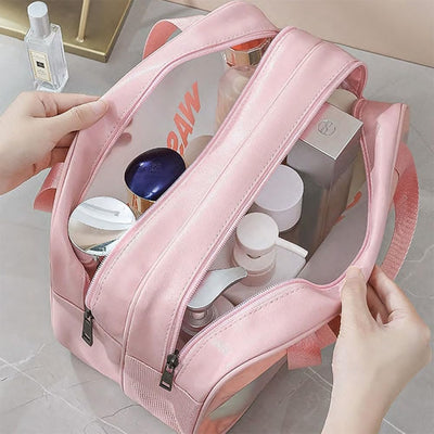 Neceser viaje PVC transparente capacidad grande blanco