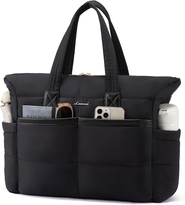 Bolsa tote acolchada con bolsillos para laptop