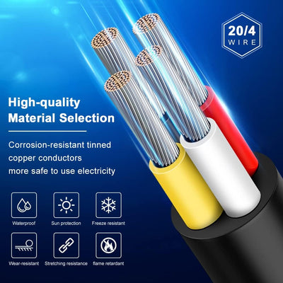 Cable eléctrico 20/4 conductores 33pies PVC negro automoción