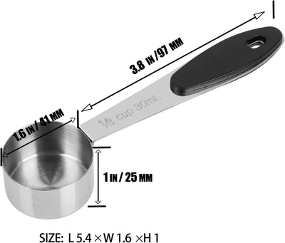 Taza medidora acero inox agarres magnéticos 1/8 taza
