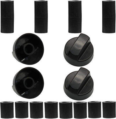 Set 4 Perillas Universales Negro con 12 Adaptadores Estufa