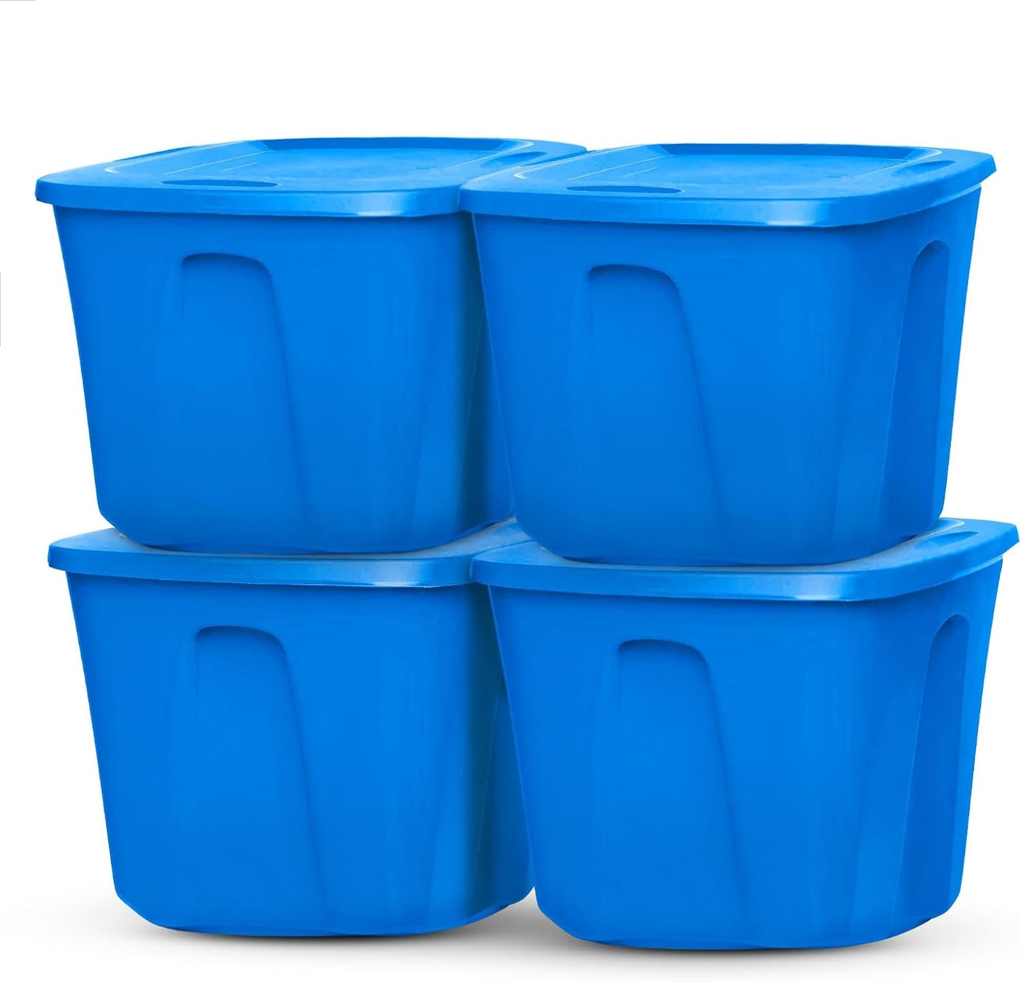 4 Contenedores Plástico 18gal Azul Apilables Almacenamiento