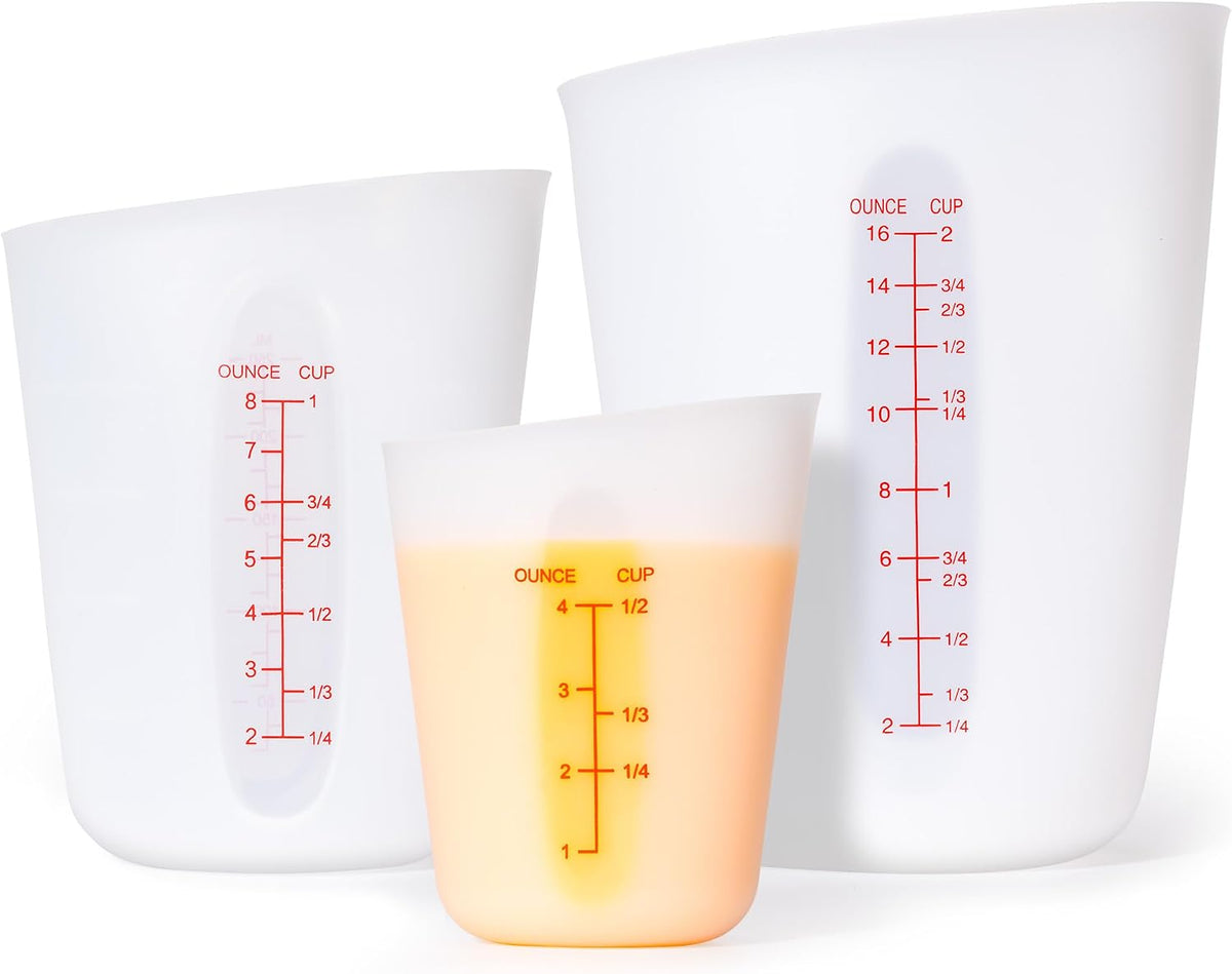 3 Pzas Tazas Medidoras Silicona para Líquidos y Chocolate