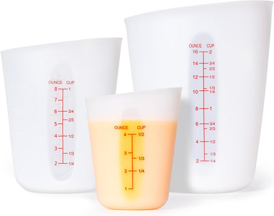 3 Pzas Tazas Medidoras Silicona para Líquidos y Chocolate