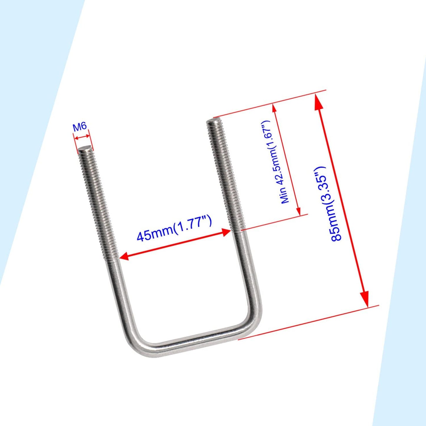 Pernos U acero inox 304 M6 plateado para auto autocaravana