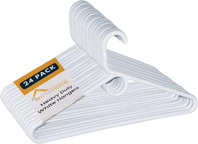 Set 24 perchas plástico tubular blanco resistente