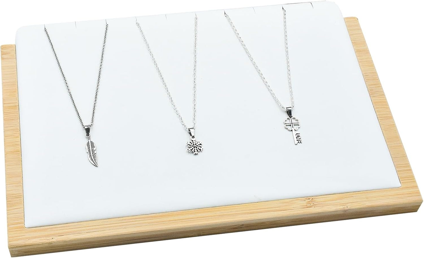 Soporte bambú para aretes y collares mesa organiz. joyas