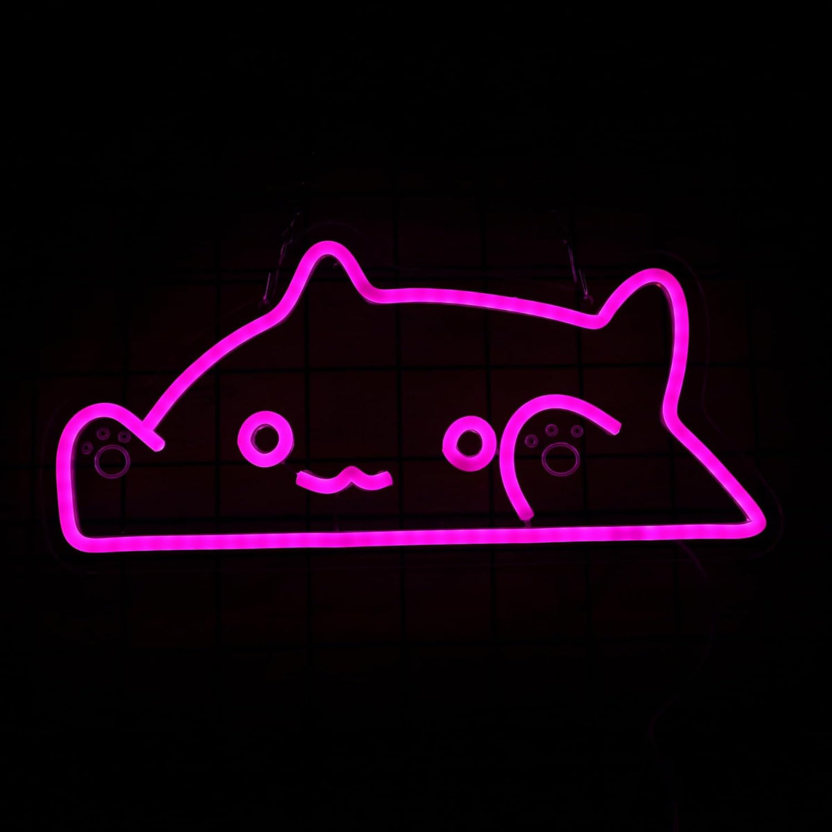 Letrero neón LED rosa forma gato USB decoración dormitorio