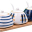 Recipiente especias cerámica set 3 con cuchara y tapa