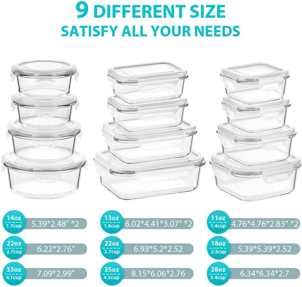 24 Contenedores vidrio herméticos Bento 12 tapas