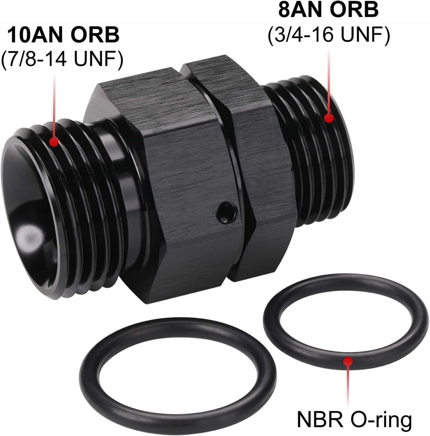 Adaptador acoplador aluminio negro 8AN-10AN