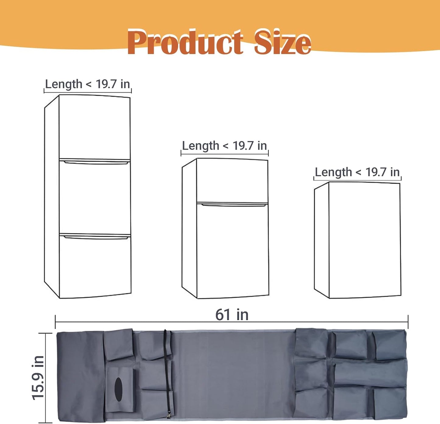 Organiz. refrigerador magnético 13 bolsillos gris