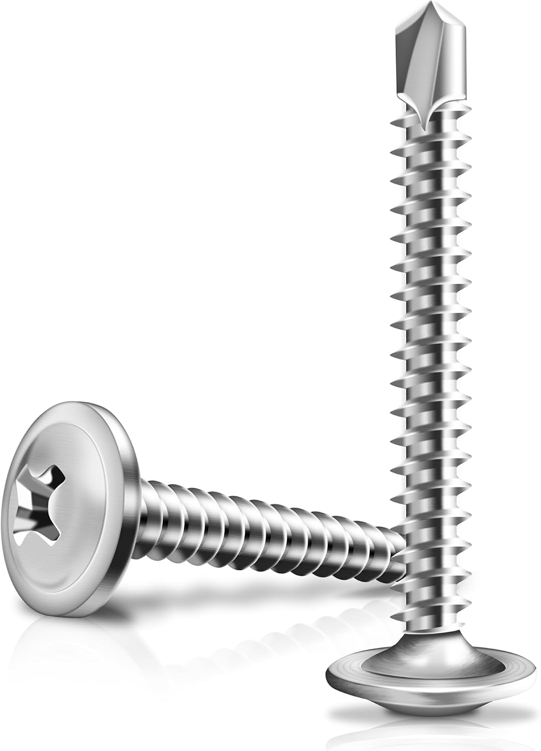100 Tornillos autorroscantes #10 x 1-1/2pulg acero inox 410