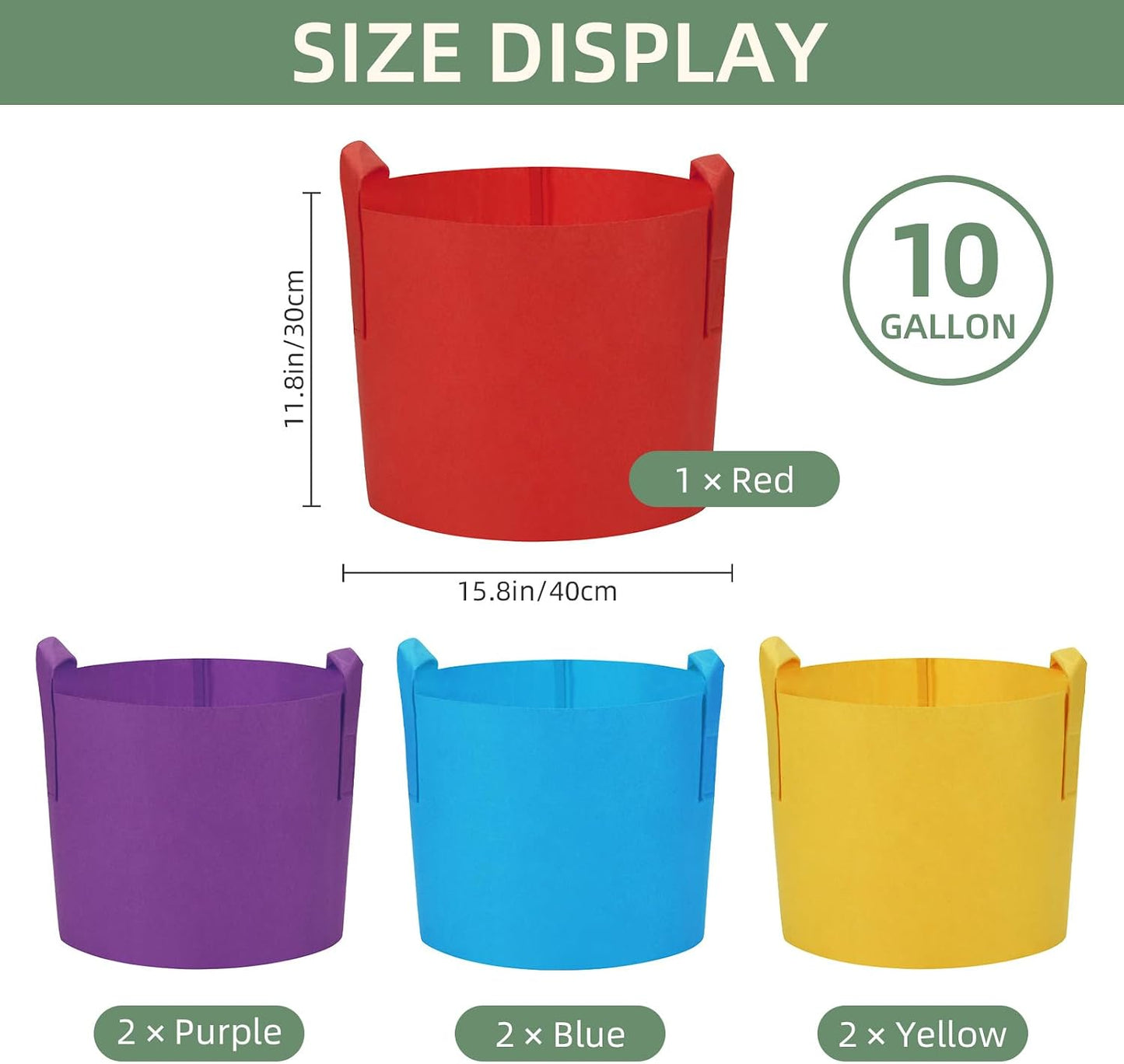 7 Pzas Bolsas Cultivo 10gal Tela Gruesa con Asas
