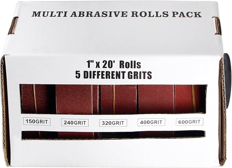Rollo papel lija 5 granos rojo 6M para metal
