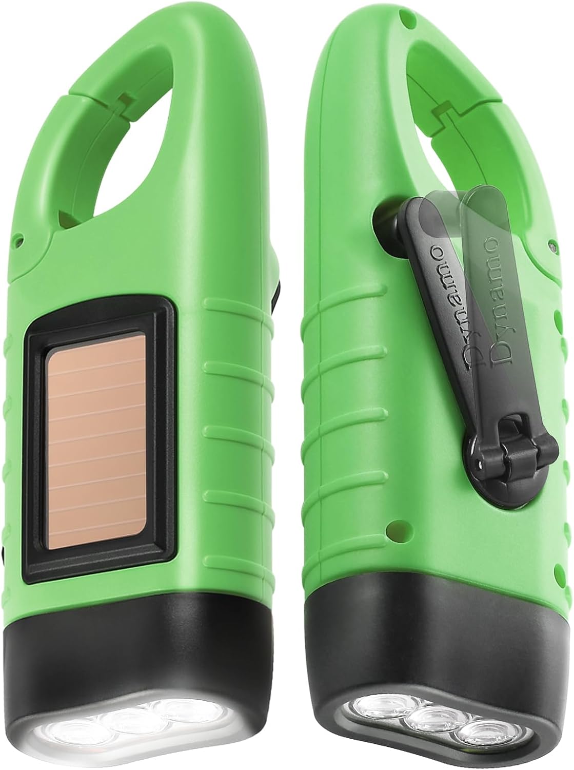 2 Linternas Solares Led con Mosquetón Dinamo Verde