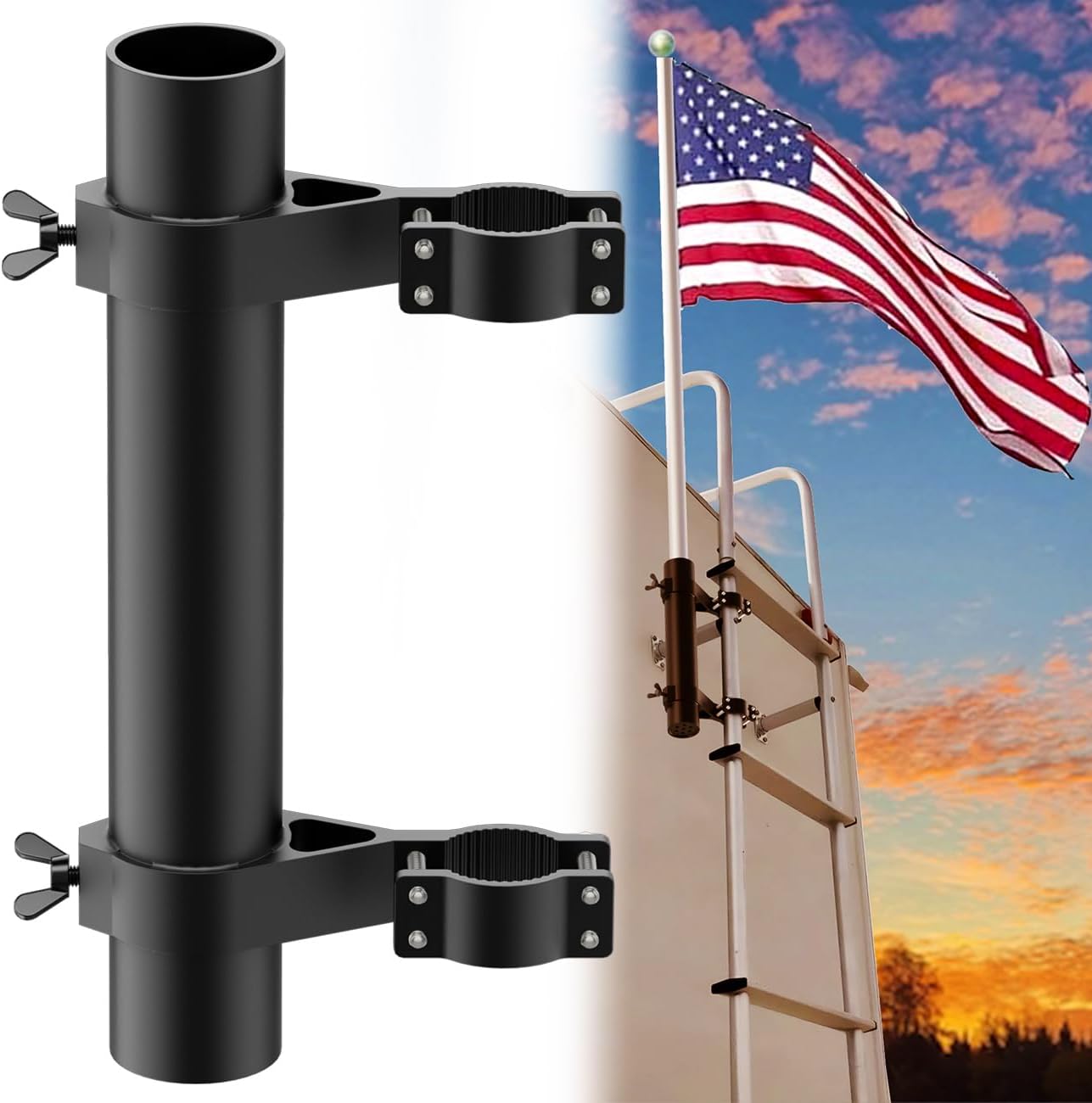 Soporte aluminio para mástil bandera 1-1.74pulg duradero