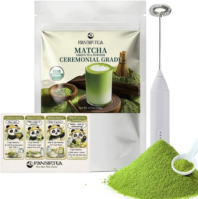 Juego de polvo de matcha ceremonial 3.5 oz con espumador y kit iniciación