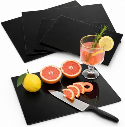 4 Tablas cortar vidrio templado negras con patas antiderrap