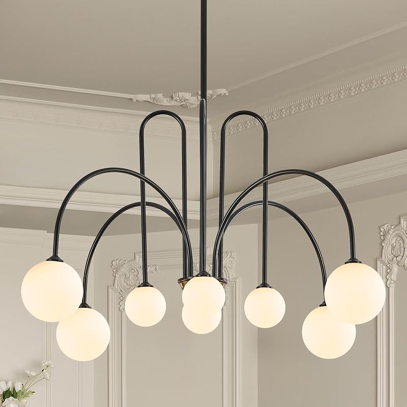 Candelabro Sputnik 8 Luces Vidrio Lechoso Lámpara Colgante