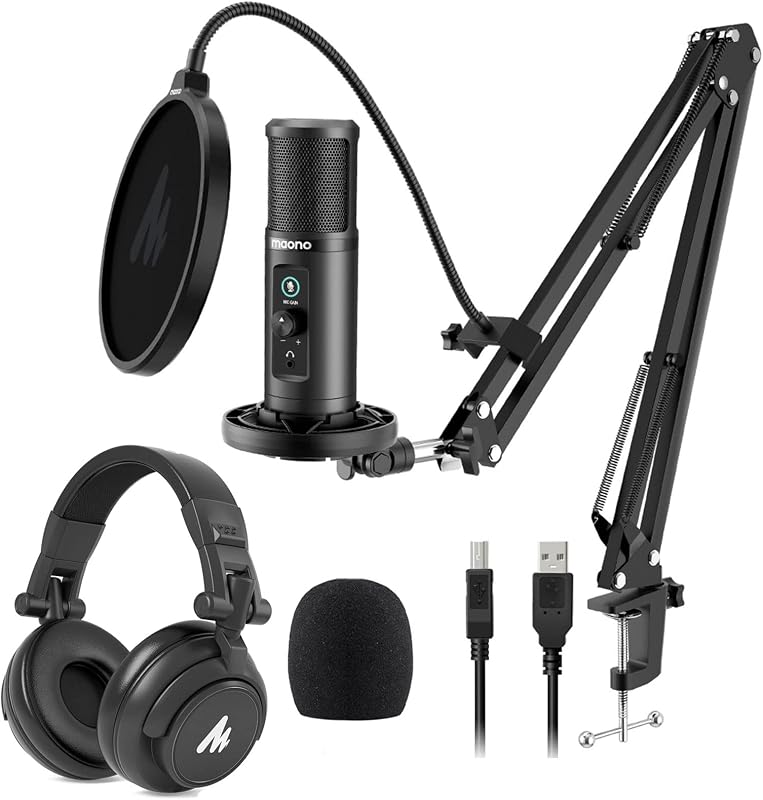 Micrófono USB estudio pack plug and play podcast YouTube