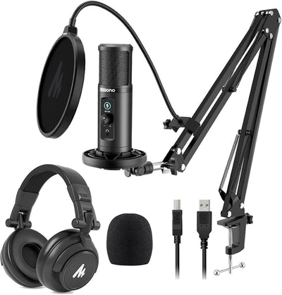 Micrófono USB estudio pack plug and play podcast YouTube