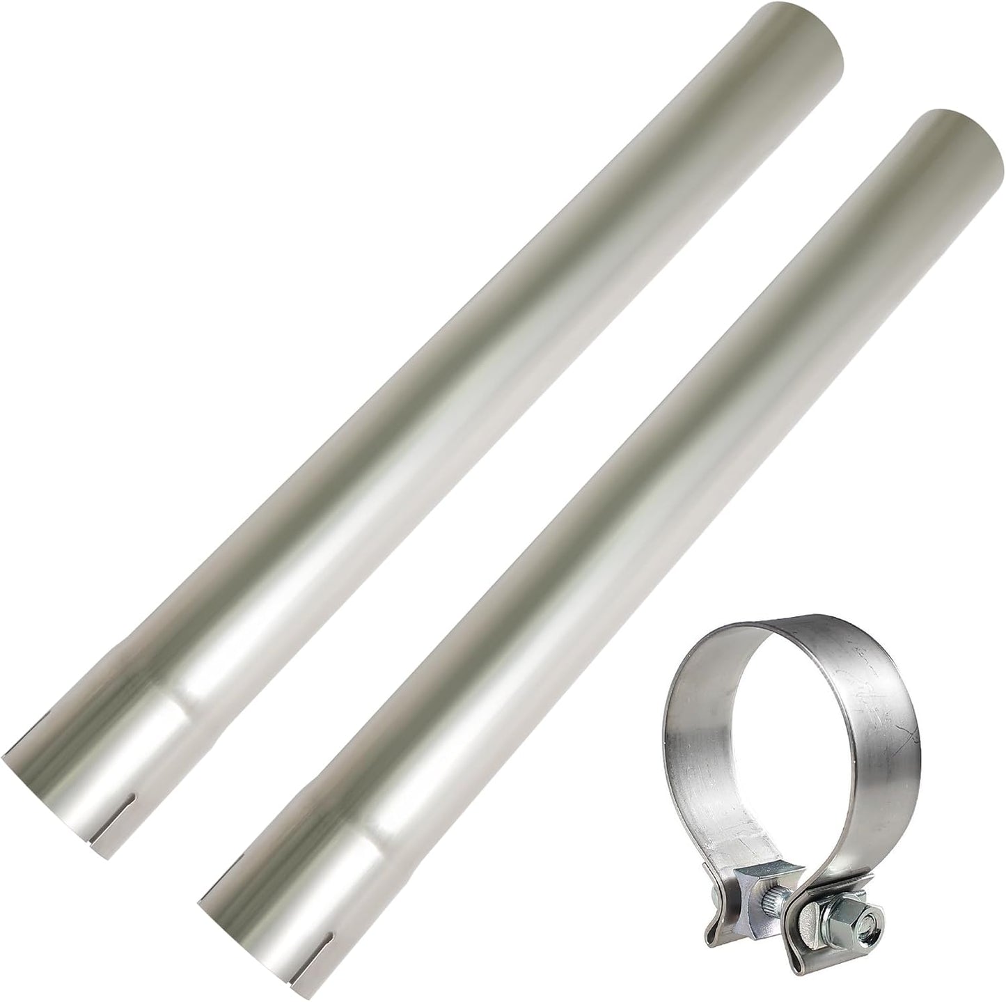 Tubo escape acero inox 2.5pulg 2 pies con abrazadera