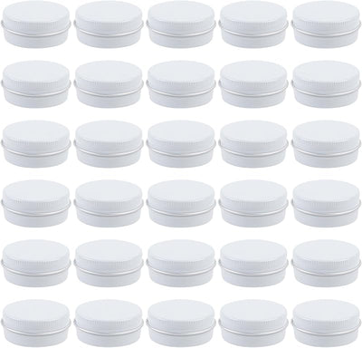 Tarro aluminio 0.5oz con tapa rosca recargable bálsamo 30uds blanco