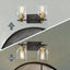 Lámpara baño 2 luces aplique negro dorado vidrio