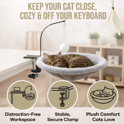 Cama gato escritorio felpa con juguete pluma y bola antideslizante